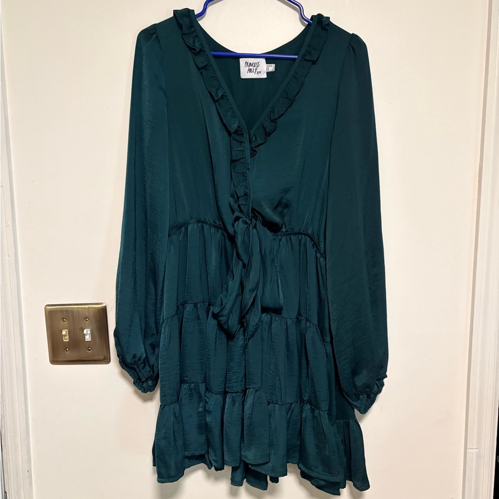 Princess Polly‎ Teal Ruffle V-Neck Dress